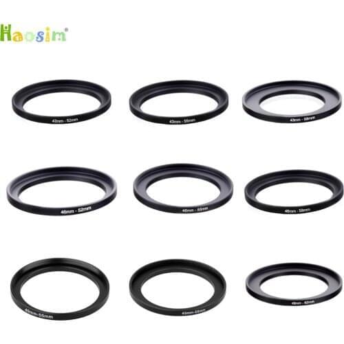 50pcs 40.5-62 43-52 43-55 43-58 46-52 46-55 46-58 49-55 49-58 49-62mm Metal Step Up Rings Lens Adapter Filter Set