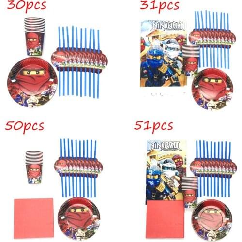 81pcs/lot Legao Ninjagoing Theme Cartoon Party Supplies Birthday Cup Plate Baby Shower Party Decorations Tablecloth Straw Napkin