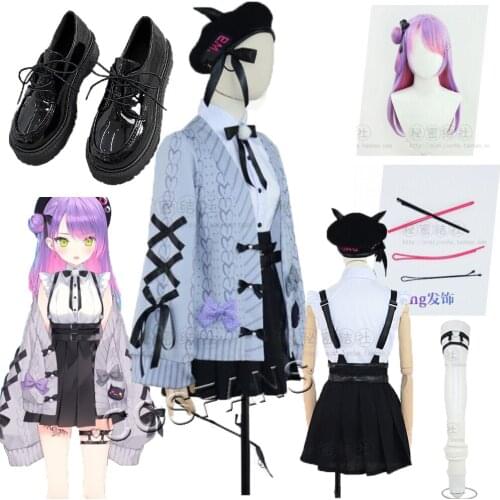 Anime Vtuber Hololive Tokoyami Towa Cosplay Costume Cute Daily Wear Uniform Unisex Activity Clothing Custom-Make Halloween wig
