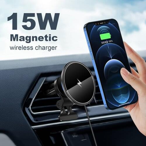 Car Wireless Charger 15W Magnetic Wireless Charger for iPhone 12 12Promax Outlet 360 Degree Rotation Car Charger