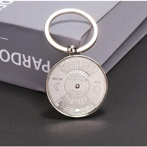 NEW 50 Years Perpetual Calendar Keyring Fashion Vintage Keyfob Unique Compass Metal KeyChain Gift Modern Female Jewelry