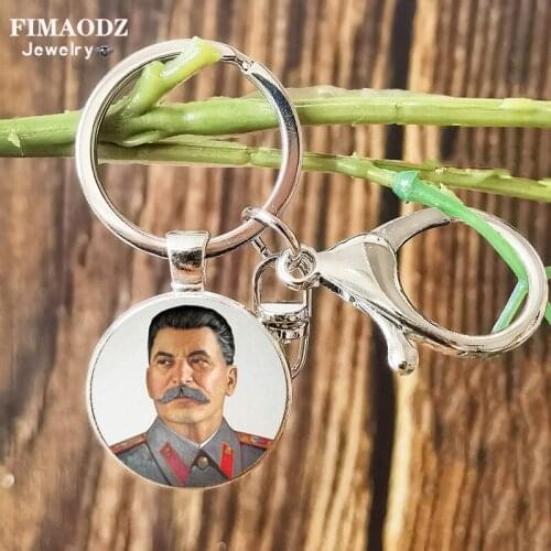 FIMAODZ Classic USSR Soviet Badge Sickle Hammer Keychain Red Star CCCP Russia Emblem Communism Key Chain for Men Women