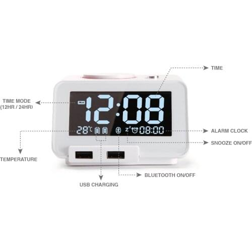 Homtime Speaker table With USB LED Digital Table Clock Bluetooth speaker temperature reading speakers for bedroom Hotel C1PRO