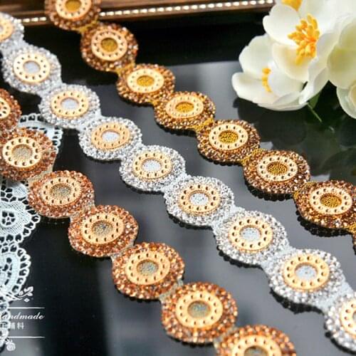 Crystal Rhinestone Beaded lace trim Diy craft clothing decorative accessories iron on lace trimming motif patches for clothing