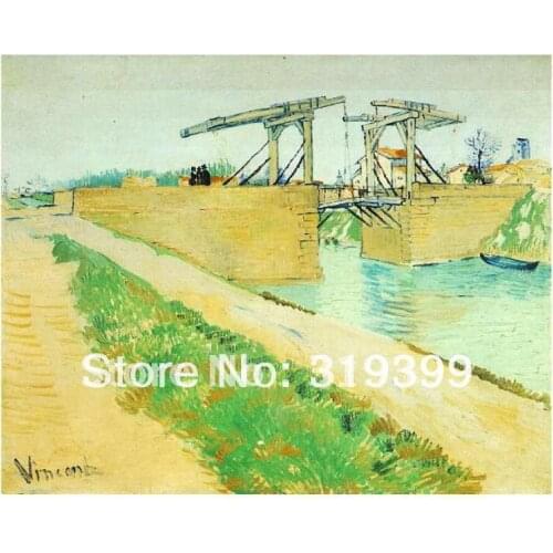 Oil Painting reproduct, The Langlois Bridge at Arles with Road Alongside the Canal by vincent van gogh,100%handmade,DHL Shipping