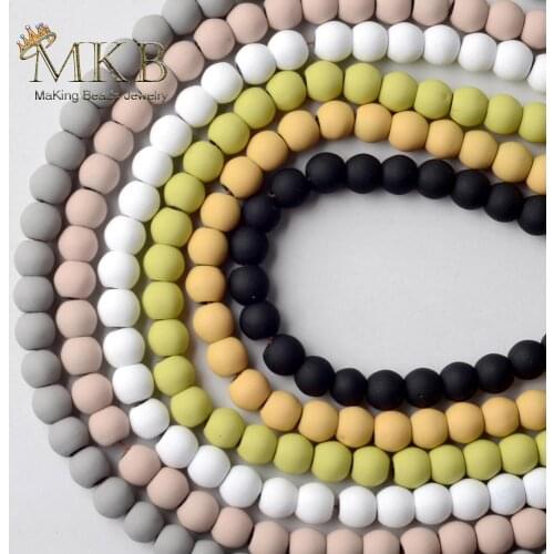 4/6/8/10mm 6 Colors Hematite Stone Natural Stone Matte Rubber Round Beads Space Loose Beads For Jewelry Making Diy Bracelet 15"