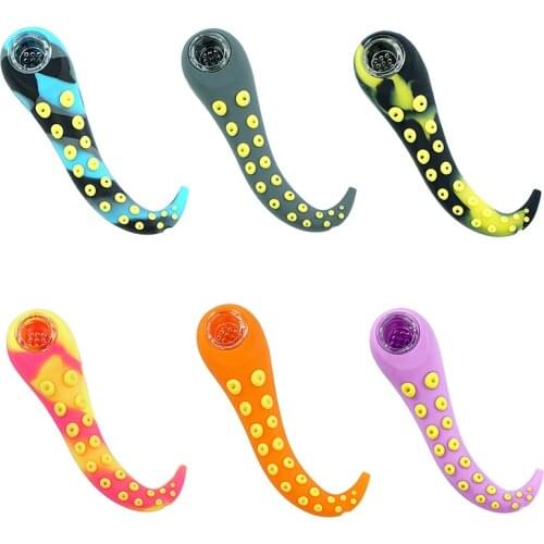 Unique 3pcs Octopus Tentacle Shape Smoking Pipe with Glass Bowl Cigarette Holder Portable Gift