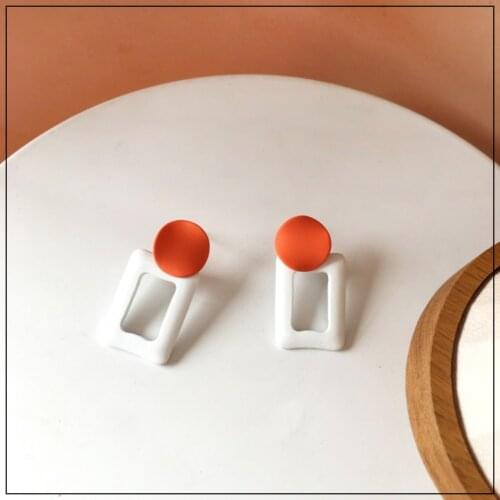 LANIWOO Frosted Contrasting Color Square Drop Earring 2021 New Retro Fashion Big Jewelry For Women Girls Accessory