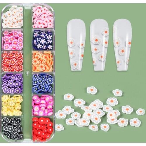 Summer Flowers Kawaii Nail Art Sequins Colorful Polymer Clay Slices For Nail Design Gel Polish Charms Nail Accessories RK140161