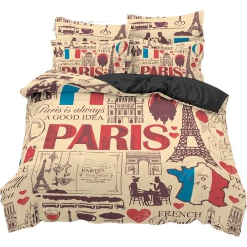 ROMANZO 2/3 Pcs Eiffel tower series Duvet Cover Cartoon King Queen Single Bedding Sets Bed Set Quilt Comforter Covers