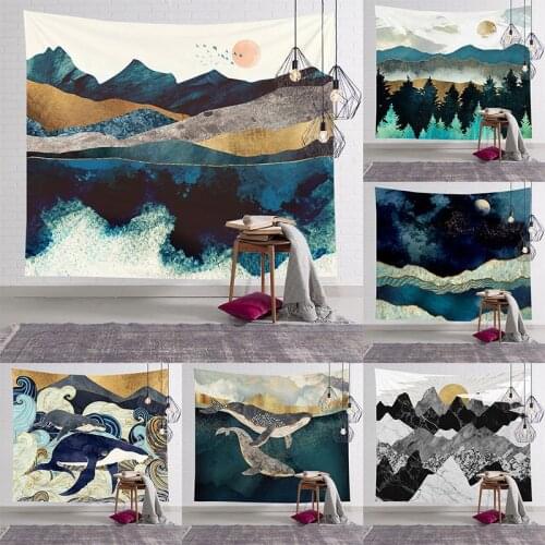 Nordic Decoration Accessories 002 Gold-plated Landscape Painting Tapestry Wall Hanging Living Room Decoration Crafts