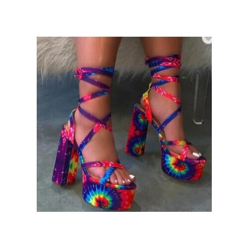 2021 spring and summer new high-heeled thick-heeled cross strap outdoor all-match sandals special for banquet slippers