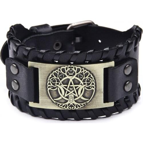 New Style Star real Leather Bracelet Fashion Accessories Bracelet Lucky Tree Fashion for Man