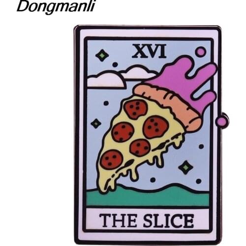 P5690 Dongmanli Pizza Tarot Card Enamel Pin Brooch Backpack Collar Hat Badge Lapel Pin Women Men Jewelry Gifts