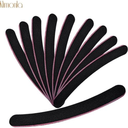 10pcs Nail File 100/180 Black Curved Lime a Ongle Sanding Buffing For Nail Art Tips UV Gel Polish Manicure Care Tools