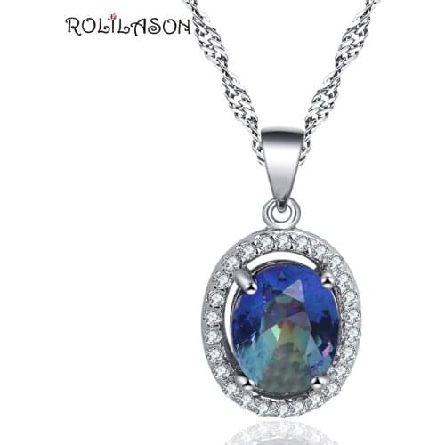 ROLILASON fashion color zircon silver color pendant gives girlfriend the best commemorative gift LN682