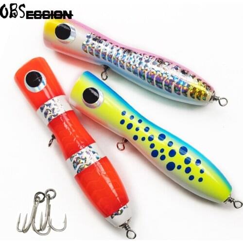 Woodend 100g 20cm Popper Lures for Fishing Topwater Artificial Wobblers Wood Bait Simulation Lure GT Surface Popping Sea Fsihing