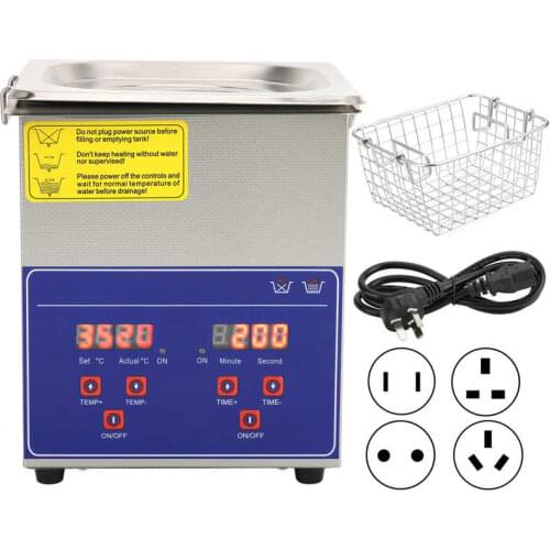 Industrial Ultrasonic Cleaner Digital Stainless Steel Heater Timer Cleaning Equipment 2L PS‑10A
