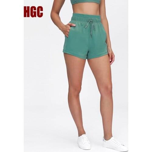 HGC Yoga Shorts Women with Pocket Casual Shorts Loose Waist Drawstring Breathable Running Gym Workout Wholesale Fitness Jogger