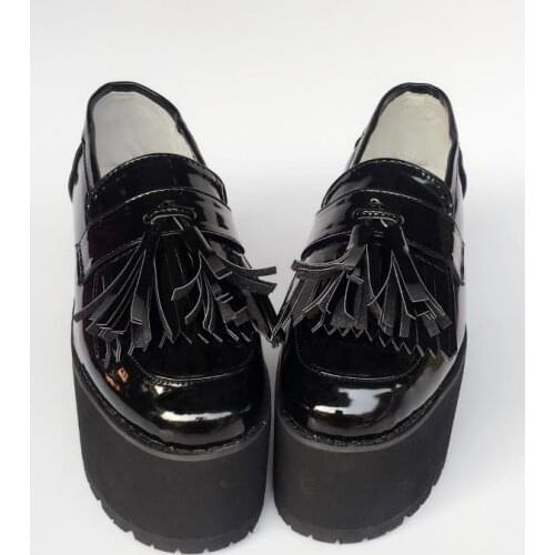 Princess sweet punk shoes Summer fashion round head muffin tailored womens shoes low shoes muffins black mirror an7025