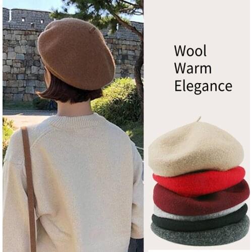 CANZE Women Autumn Winter Woolen Woolen Beret Hat Japanese Art British Painter Retro Style Beret Hat