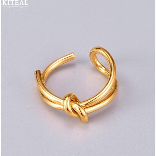 KITEAL Design 18KGP Gold Filled size 6 7 8 Girlfriend rings for women Simple knotted opening Jewelry on the neck Women jewelry