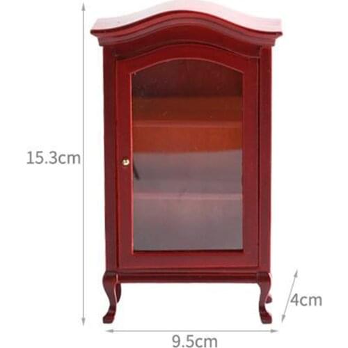 1/12 Dollhouse Miniature Wood Cupboard Bookshelf Display Showcase Supplies
