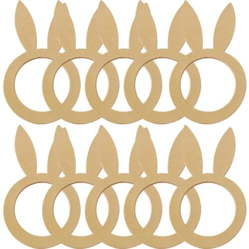 10PCS Novelty DIY Rabbit Handmade Wood Easter Napkin Ring Decoration For Easter Party Dinner Table Wooden Decor Supplies