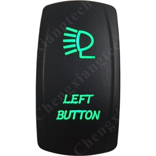 12V 24V Boat Car 5 Pin ON/OFF SPST Rocker Toggle Switch- Left Button- Green Led Waterproof IP66 for Carling ARB 4X4 NARVA