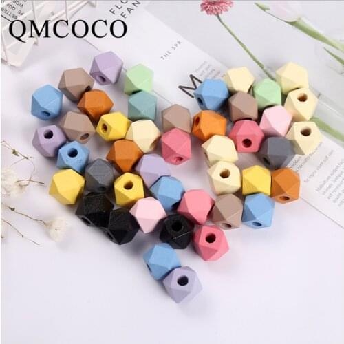 DIY 15Pcs/Pack Candy Color Octagonal Wooden Beads Decorations Crafts Kids Jewelry Materials Baby Toys Accessories Customizable