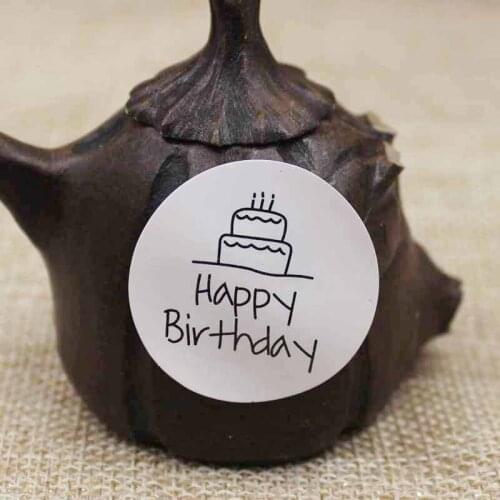 3cm round Shape Happy Birthday Kraft Seal sticker DIY white Gift Seal Lables Sticker For Favor Bag Candy Box Decor Seal