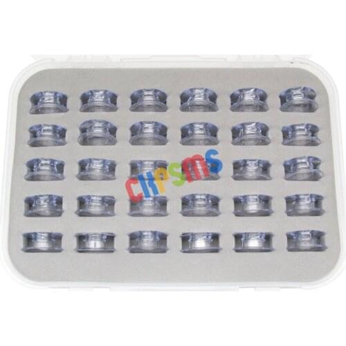 30 Clear Concave Bobbins W/ Box #4120975-45+BBX-30 Fit For Viking 1,1+,Husqvarna Viking 1100