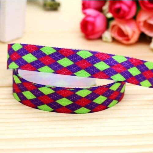 5/8'' Free shipping Fold Elastic FOE plaid printed headband headwear hairband diy decoration wholesale OEM P5466