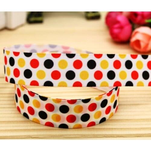 7/8'' Free shipping polka dots printed grosgrain ribbon hairbow headwear party decoration diy wholesale OEM 22mm P5574