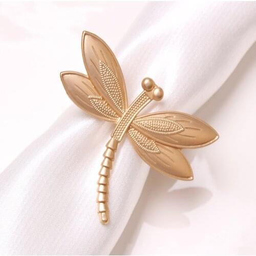 8PCS/gold and silver metal dragonfly napkin ring table top decoration for family gathering, reception, wedding banquet