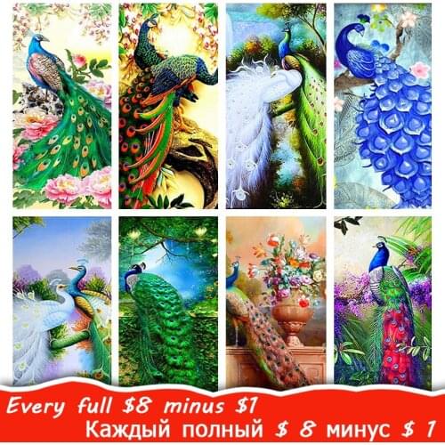Diamond Embroidery Anmial Peacock Cross Stitch 5D DIY Diamond Painting landscape Diamond Mosaic rhinestones Home Decor JK