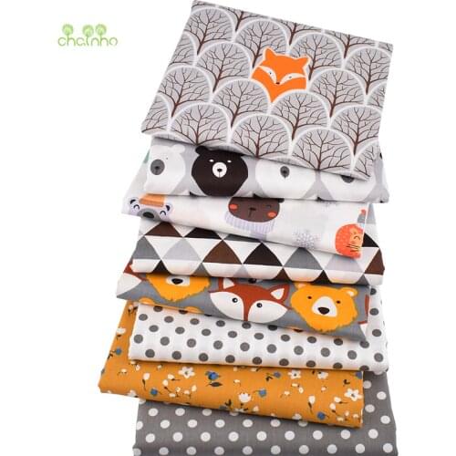 Chainho,8pcs/Lot,Jungle Animals Series,Printed Twill Cotton Fabric,Patchwork Cloth,DIY Sewing Quilting Material For Baby&Child