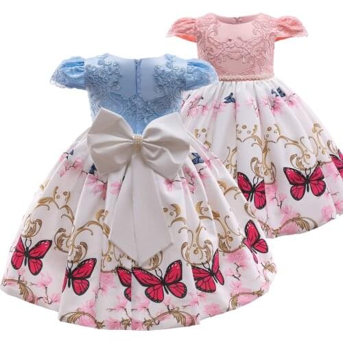 Princess Girl Dress Children Clothing Tutu Birthday Kids Clothes Butterflies Printed Children Pageant Gown 8 10 Years Vestidos