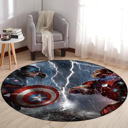 Disney Avengers Spiderman Iron Man Adult Kids Childrens Boys Girls Game Round Carpet Bedroom Living Room Non-slip Rug Indoor Mat
