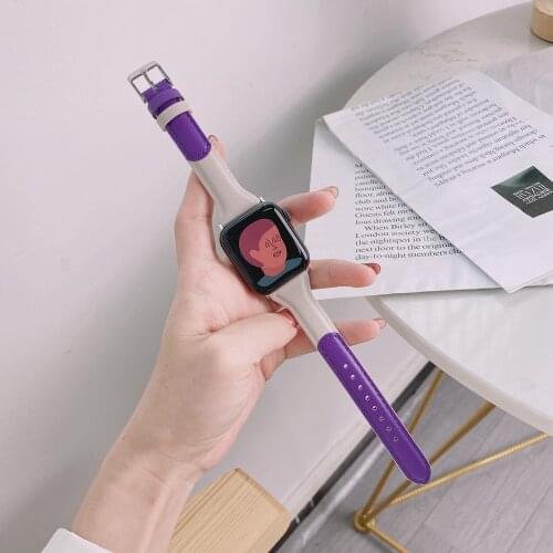 Elegant Multi Color Leather Wristband Series 6SE 5 4 3 2 1 38mm 42mm for Apple Watch Bracelet 40mm 44mm for iWatch Correa Strap