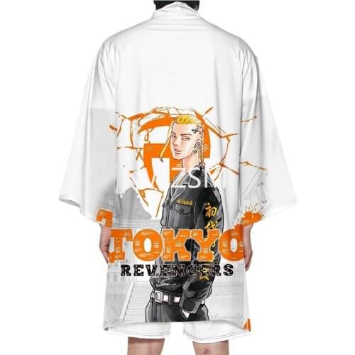 Tokyo Revengers T-shirt Hanagaki Takemichi Ken Ryuguji Anime T-Shirt Polyester Summer Tees Tops Black and White Pattern Haori