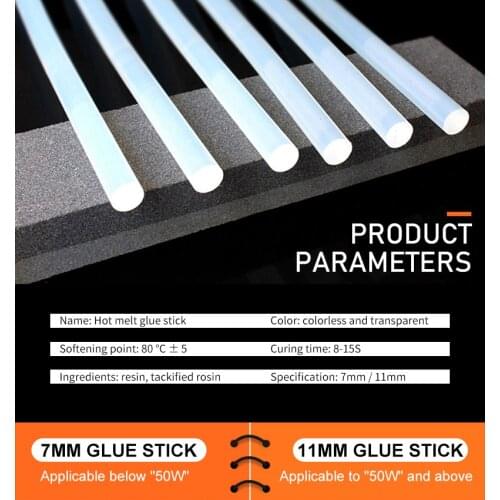 5-20pcs/Lot 7mm/11mm*150mm Glue stick Hot melt adhesive Translucent Strong Viscosity Rod for Glue Gun Home DIY Industrial Repair