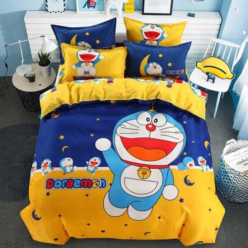 Anime robot cat children bedding set queen full size duvet cover sheet pillow case bedclothes