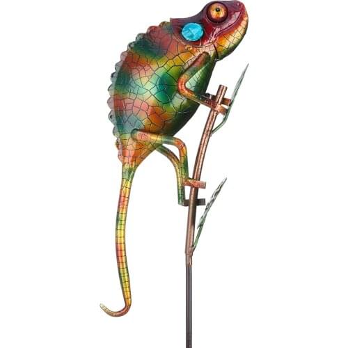 Tooarts Lizard Stake Windmill Animal Lawn Garden Decoration Courtyard Farm Yard Animal Decorative Stakes Iron Sculpture