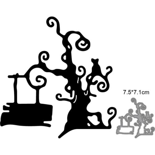 AILIDA metal cutting dies cut die mold 2021 Halloween Tree Cat decoration Scrapbook paper craft knife mould blade punch stencils