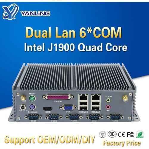 Yanling Low power mini itx computer intel celeron J1900 quad core dual lan barebones fanless industrial pc with parallel port