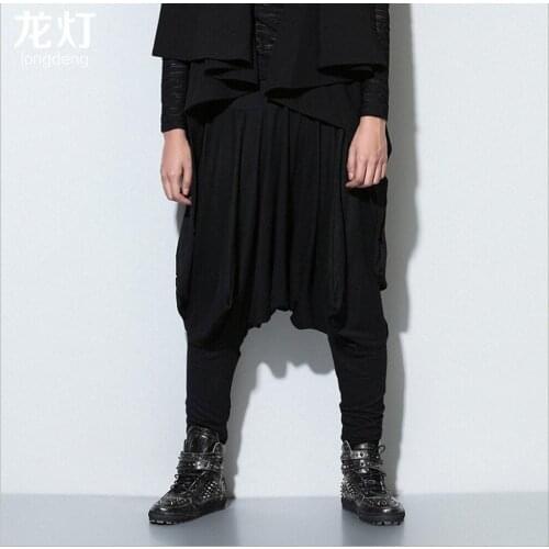 Hot 2020 Summer New Mens Harem Pants Culottes Casual Pants Rock Hip-hop Trousers Boots Pants Nightclub Singer Costumes Clothing
