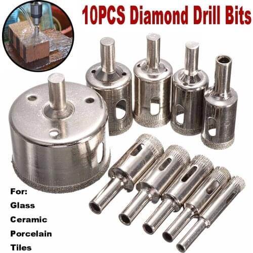 10pcs/Set Drill Bit 8mm-50mm Diamond Coated Hss Drill Bit Set Tile Marble Glass Ceramic Hole Saw Drilling Bits For Power Tools