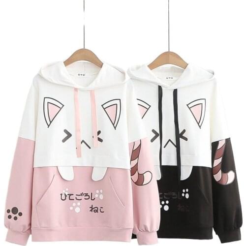 2021 Spring New Sweatshirt Korean College Style Printed Thin Harajuku Hooded Long Sleeve Pullover Kawaii Hoodies Women 2112640