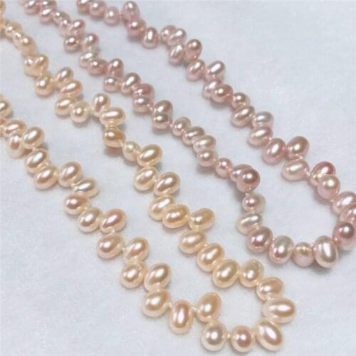 New Fashion contracted Natural Freshwater AAA Pearl 7-8MM Irregular Pink Purple Necklace